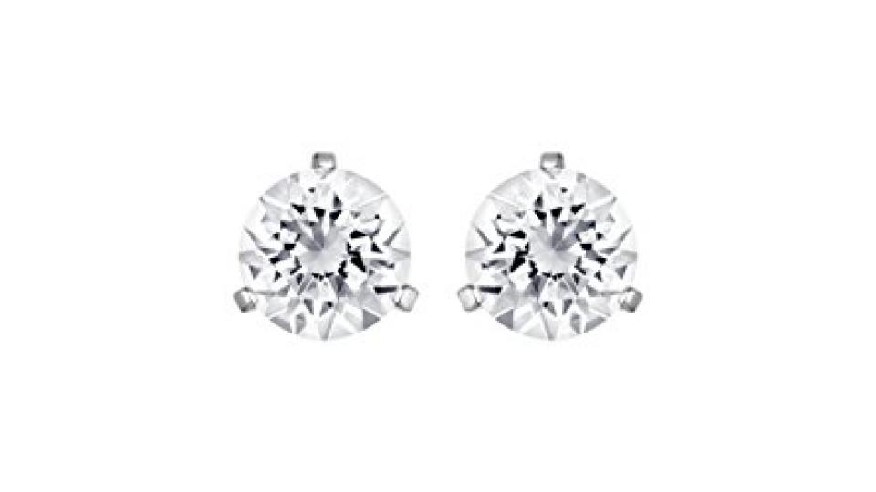 Swarovski Orecchini Solitaire, bianco, placcatura rodio