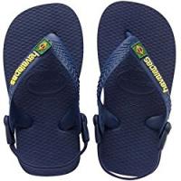 Havaianas - Baby Brasil Logo Sandali Bambino, Blu (Navy/Yellow 0144), 19/20 EU (17/18 Brazilian)