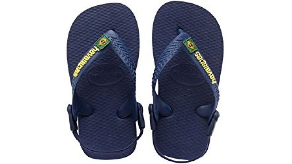 Havaianas - Baby Brasil Logo Sandali Bambino, Blu (Navy/Yellow 0144), 19/20 EU (17/18 Brazilian)