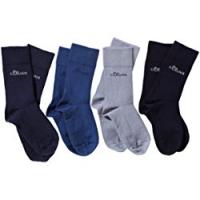 s.Oliver - Calzini, pacco da 4, bambino, Blu (Mehrfarbig (30 blue, blue, stone, navy)), 31-34- DE