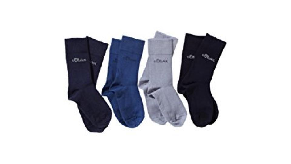 s.Oliver - Calzini, pacco da 4, bambino, Blu (Mehrfarbig (30 blue, blue, stone, navy)), 31-34- DE