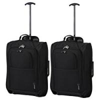 5 Cities TB023-830 Bagaglio a mano, collezione Valencia, 55 cm, 42 litri, 2 pezzi, Nero