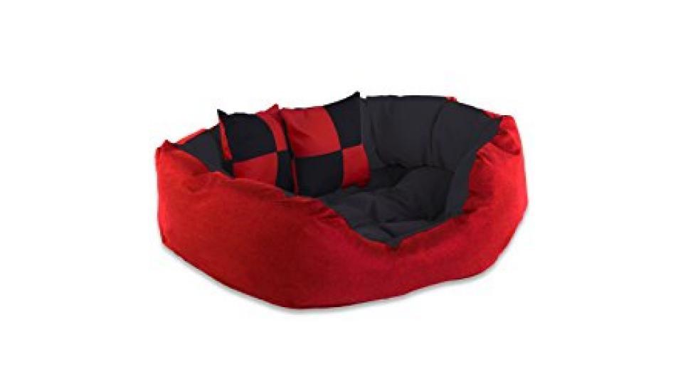 Dibea Cuscino per Cani, Rosso/Nero - 65 X 50 X