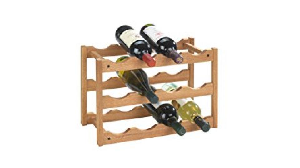 Wenko 18615100 Scaffale portabottiglie Norway per 12 bottiglie, in noce