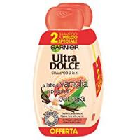 Garnier Ultra Dolce Shampoo 2-in-1 al Latte di Vaniglia e Popa di Papaya per Capelli Lunghi e Punte Fragili, Senza Parabeni, 300 ml [Confezione da 2]