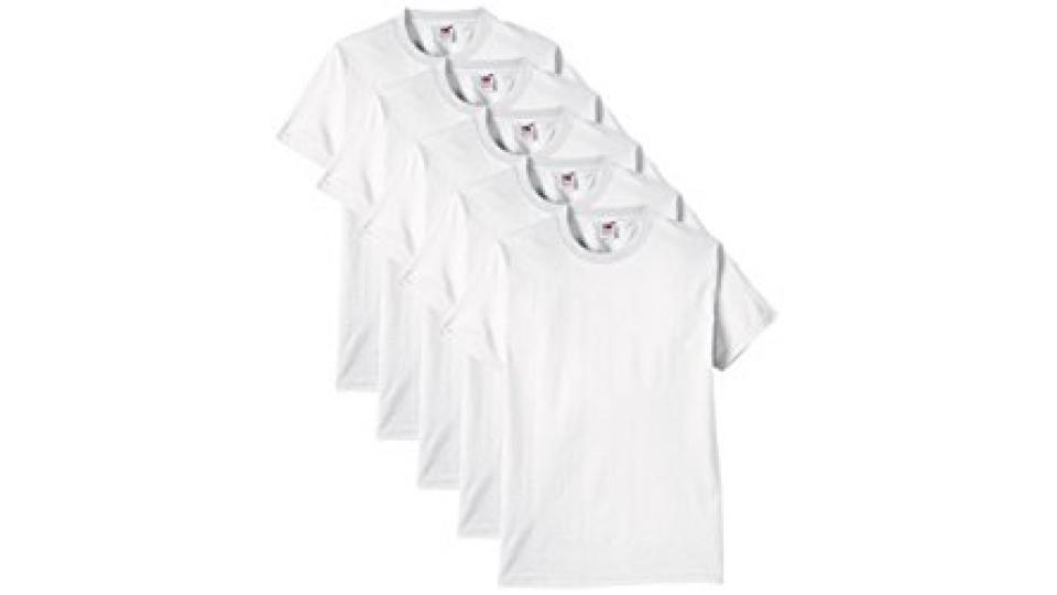 Fruit of the Loom 61-212 Heavy Cotton Tee Maglietta da Uomo, pacco da 5 pezzi, Bianco (Weiß), S
