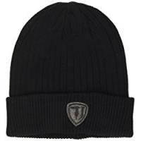 Trussardi Jeans Knitted Patch Felt Berretto in maglia, Uomo, Nero, Taglia Unica