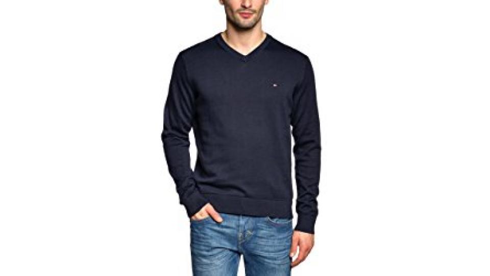 Tommy Hilfiger PACIFIC V-NECK, Maglia Uomo, Blu (403 Midnight), S (48)