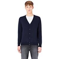MERAKI Cardigan Lana Merino Uomo Scollo a V, Blu (Navy), XX-Large