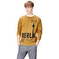 FIND Felpa con Stampa Berlino Uomo, Marrone (Wood Thrush 004), Small