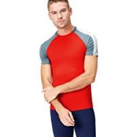 Activewear T-Shirt Sportiva Colour Block Uomo, Rosso (Sport Red/grey Marl/white), Medium