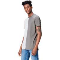 FIND T-shirt Colour-Block Uomo, Grigio (Charcoal Grey), Large