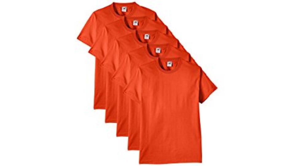 Fruit of the Loom 61-212 Heavy Cotton Tee Maglietta da Uomo, pacco da 5 pezzi, Arancione (Orange), L