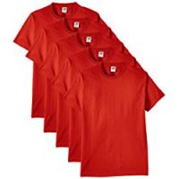 Fruit of the Loom 61-212 Heavy Cotton Tee Maglietta da Uomo, pacco da 5 pezzi, Rosso (Rot)