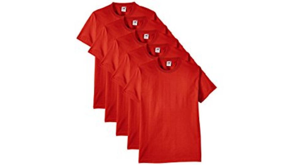 Fruit of the Loom 61-212 Heavy Cotton Tee Maglietta da Uomo, pacco da 5 pezzi, Rosso (Rot)