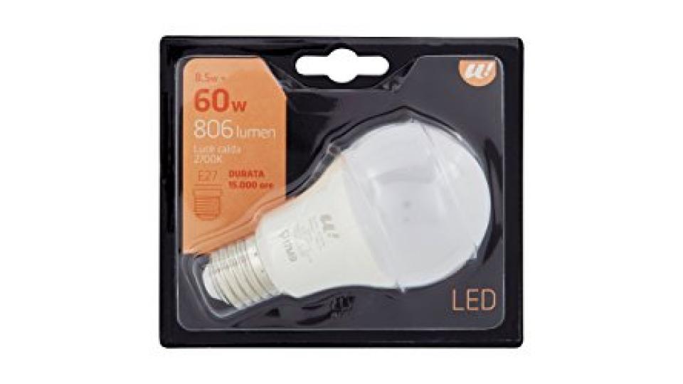 LAMPADINA LED BULBO SMERIGLIATA 60W E27 2700K U!