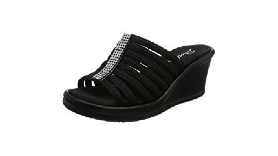 Skechers Rumblers - Hotshot Sandali a Punta Aperta Donna, Nero (Black)
