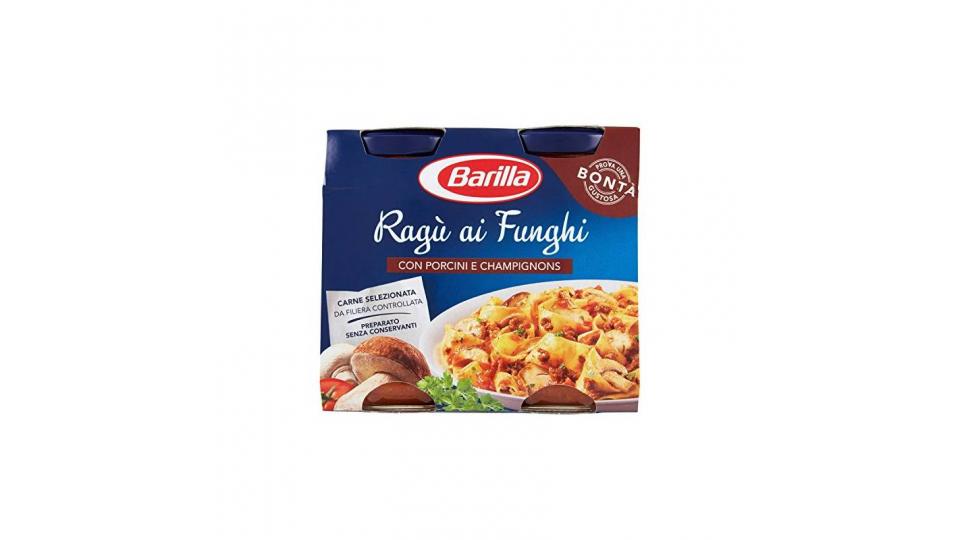 Barilla - Ragù ai Funghi, Con Porcini e Champignons 2 Porzzioni per Barattolo