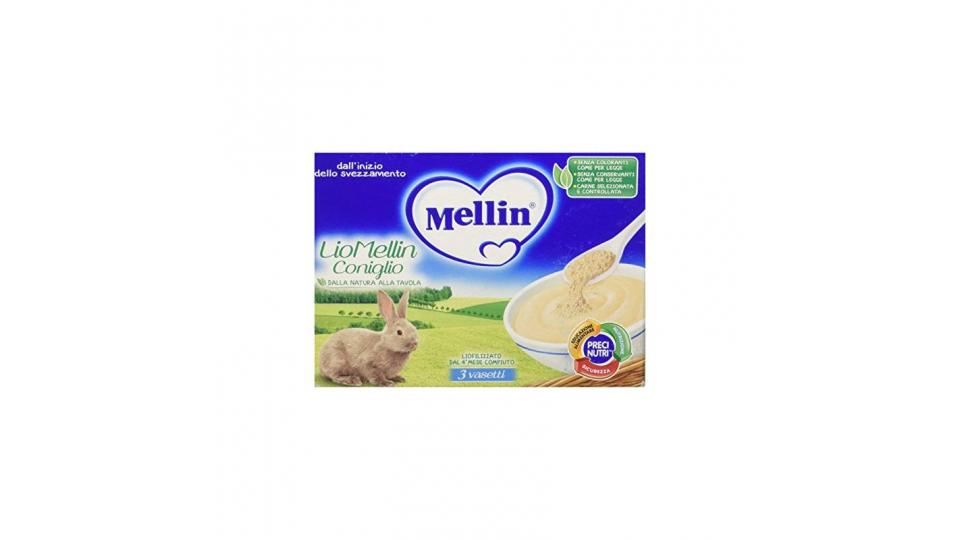 Mellin Lio Liofilizzati per Bambini, al Gusto Coniglio - 3 Vasetti da