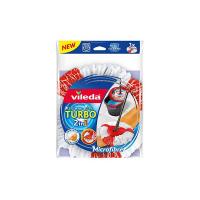 Vileda Testina di ricambio del mocio, strizzamento semplice e pulizia turbo, 2 in 1, in microfibra, Microfibra, White/Red, confezione da 1