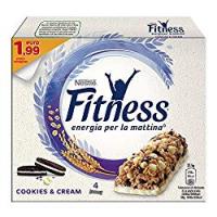 Nestlé Fitness Cookies & Cream Barretta Cereali con Biscotti al Cacao e Gocce di Cioccolato Bianco