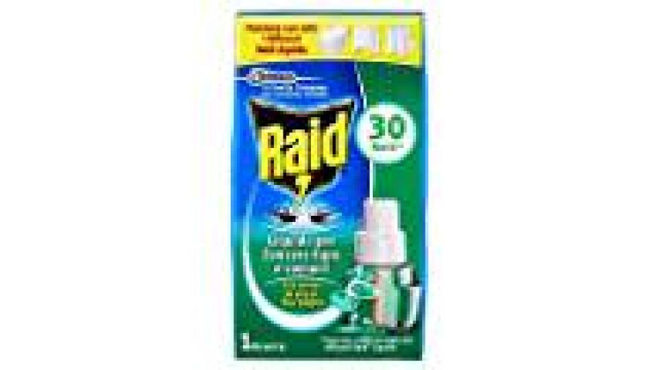 INSETTICIDA LIQUIDO per Zanzare Tigre e Comuni Eucalipto 1 Ricarica Raid