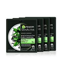 Garnier Maschera Viso Idratante con Carbone Vegetale e Acido Ialuronico, in Tessuto Nero Pure Charcoal, per Pelli Normali o Miste, Confezione da