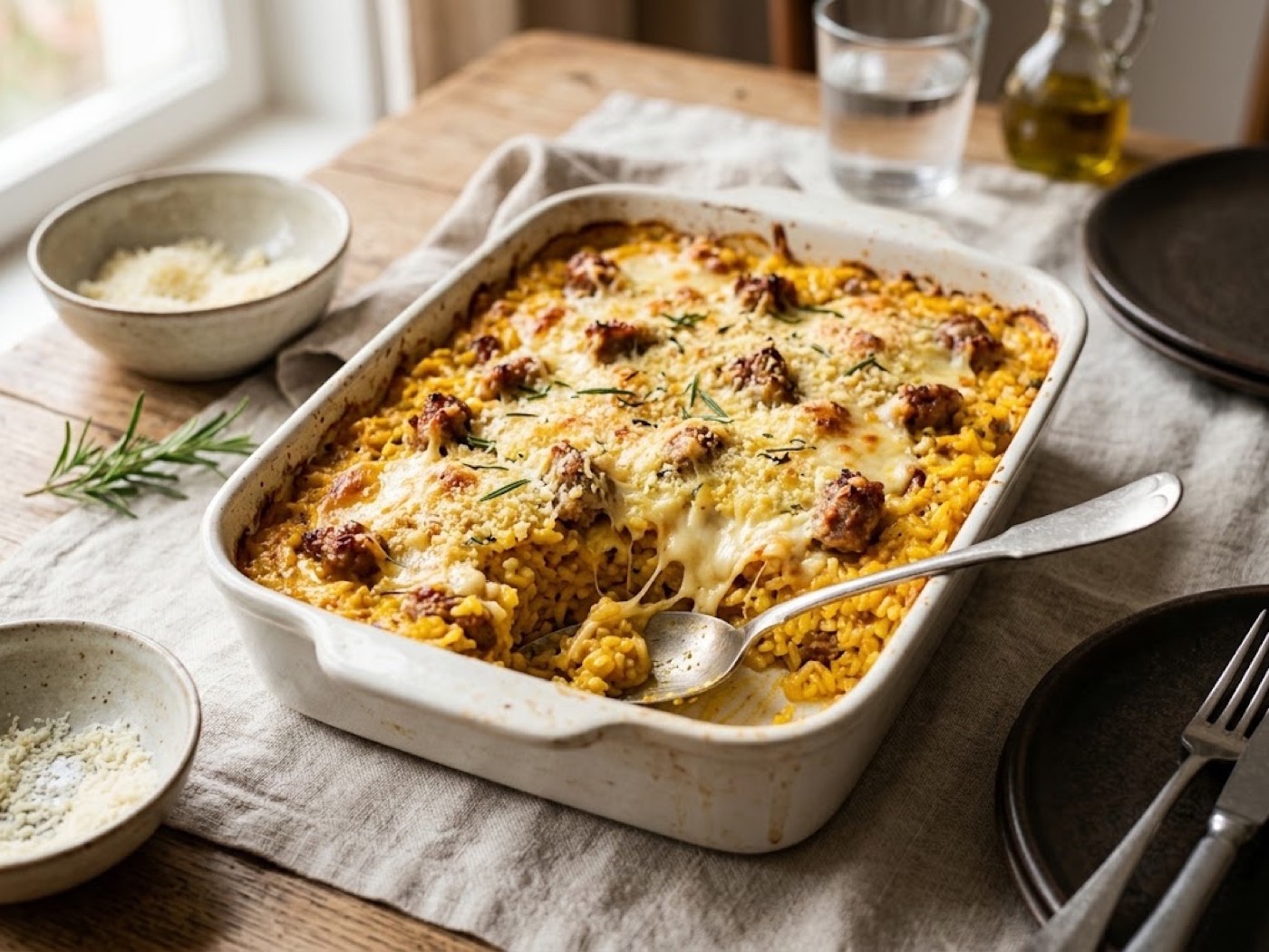 Sformato di riso salsiccia e scamorza
