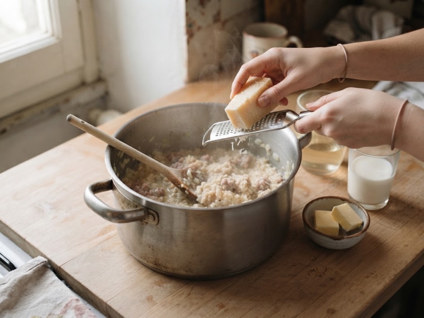 Sformato di riso salsiccia e scamorza, passaggio 4
