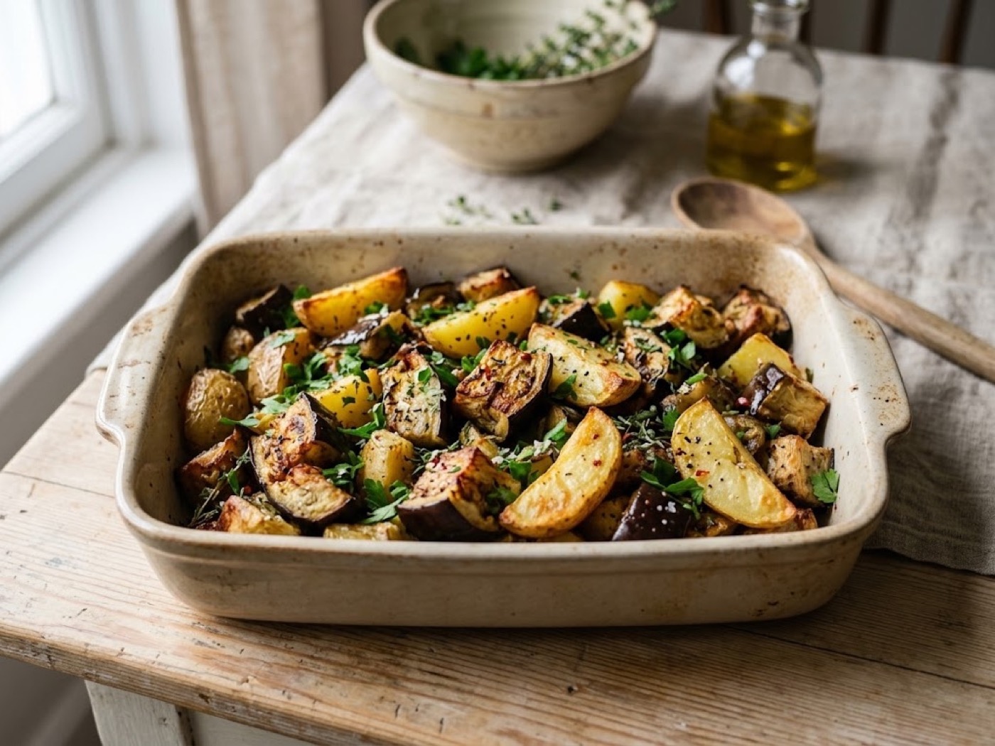 Melanzane e patate al forno