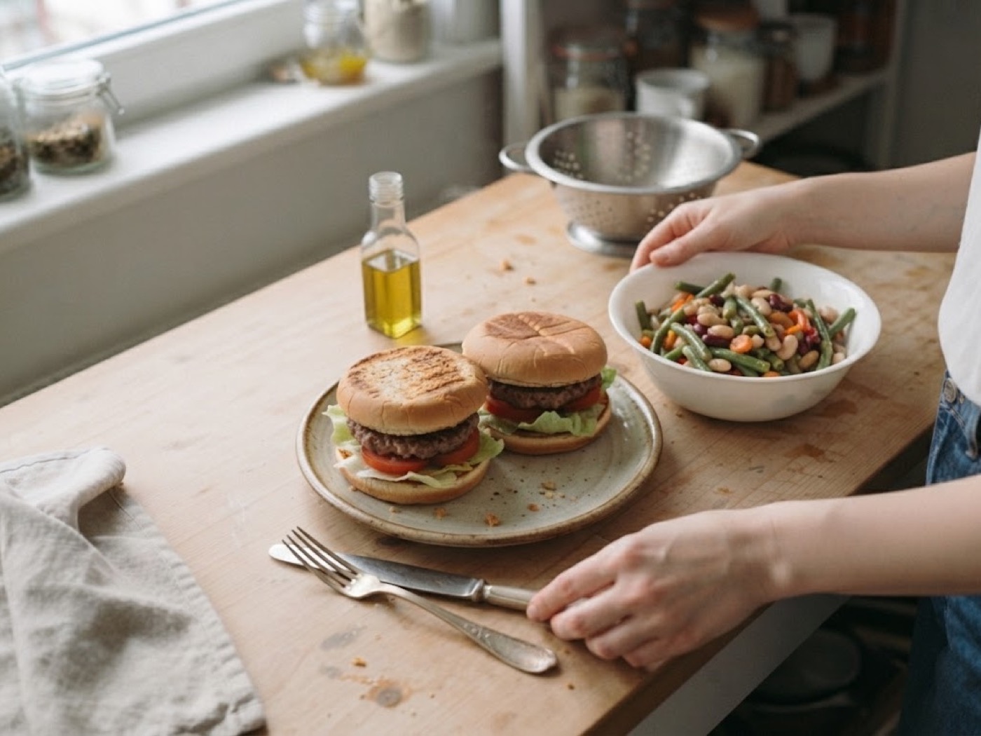Hamburger e insalata di legumi, passaggio 7