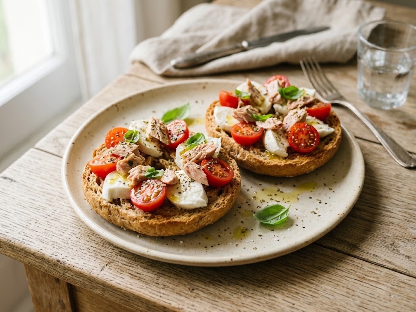 Friselle con mozzarella, pomodorini e tonno