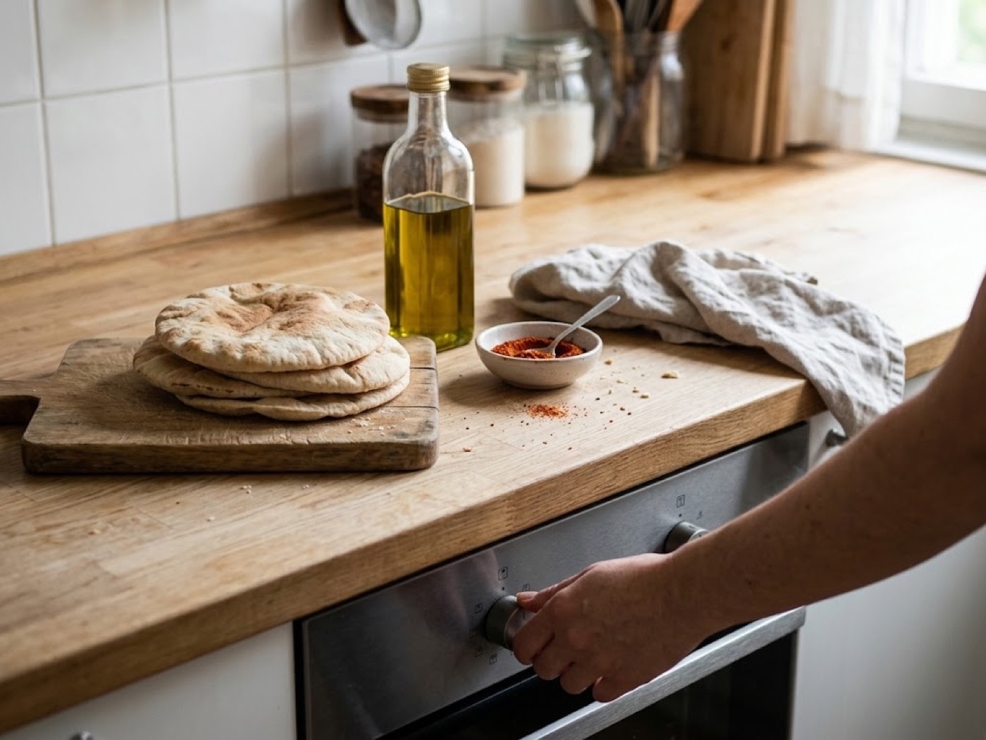 Pane pita croccante, passaggio 1
