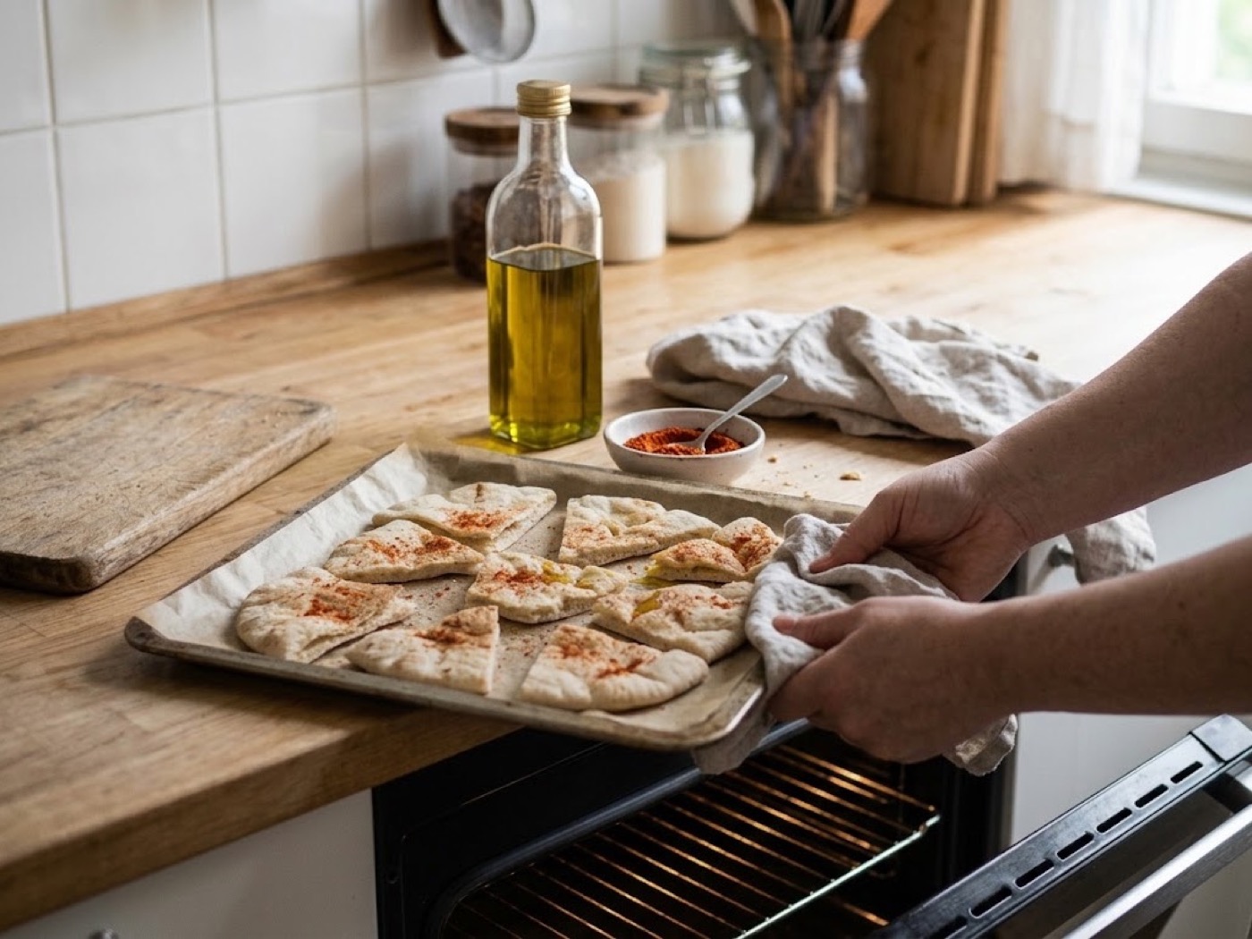 Pane pita croccante, passaggio 4