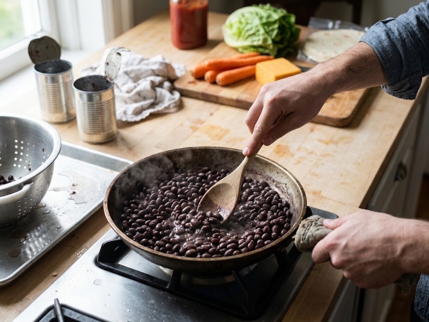 Tacos di fagioli neri, passaggio 1