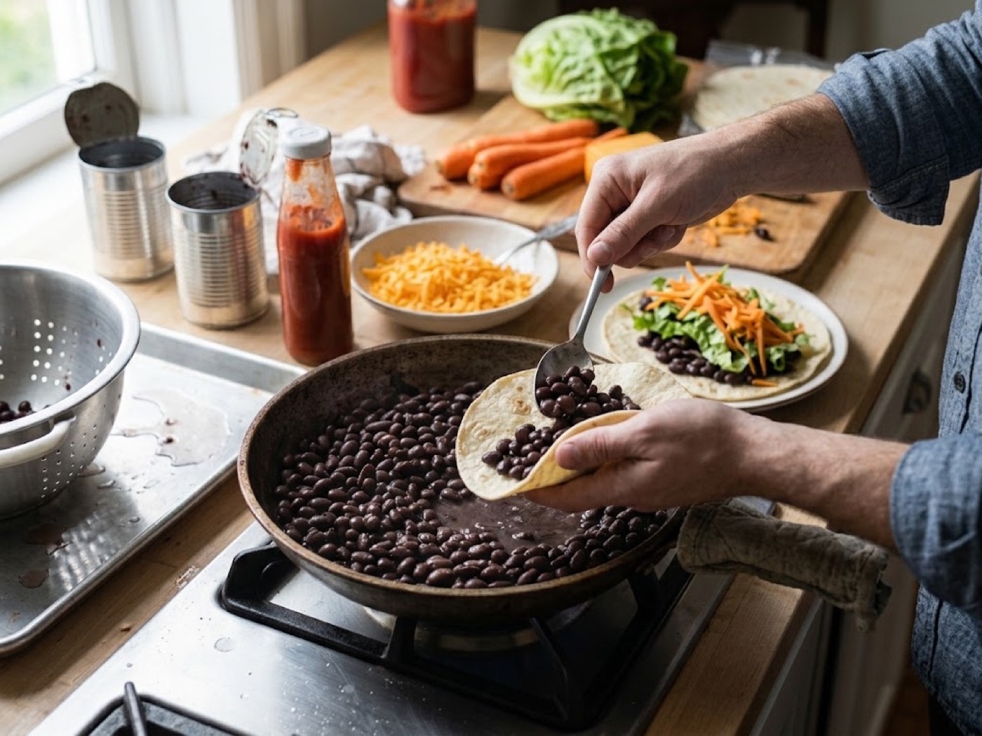 Tacos di fagioli neri, passaggio 3