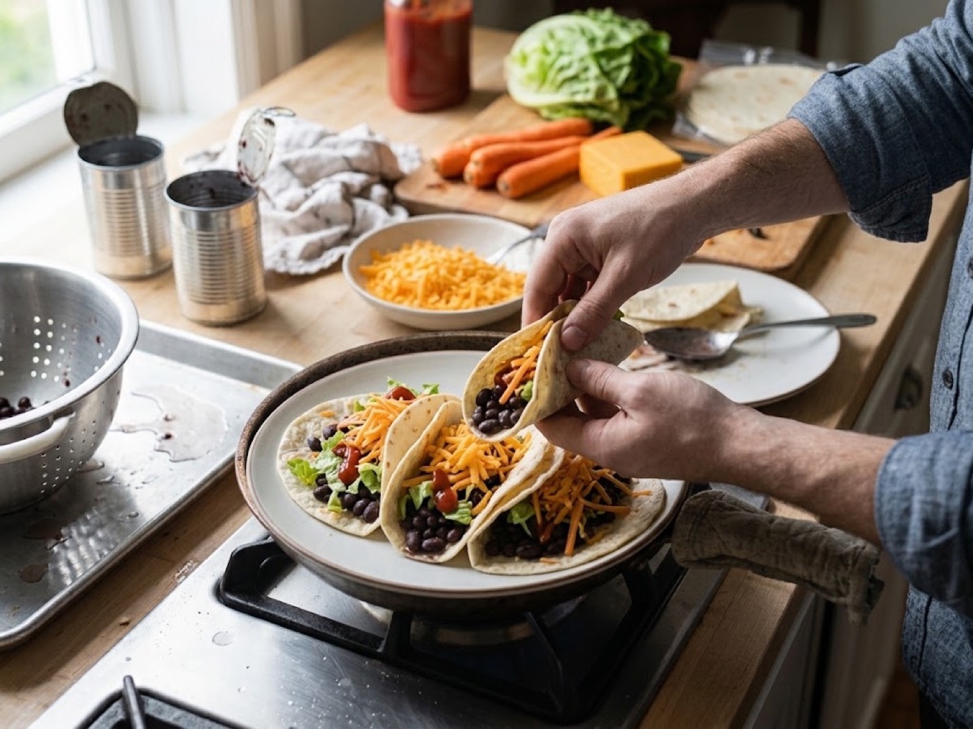 Tacos di fagioli neri, passaggio 4