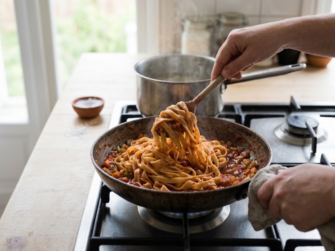 Tagliatelle al sugo, passaggio 3