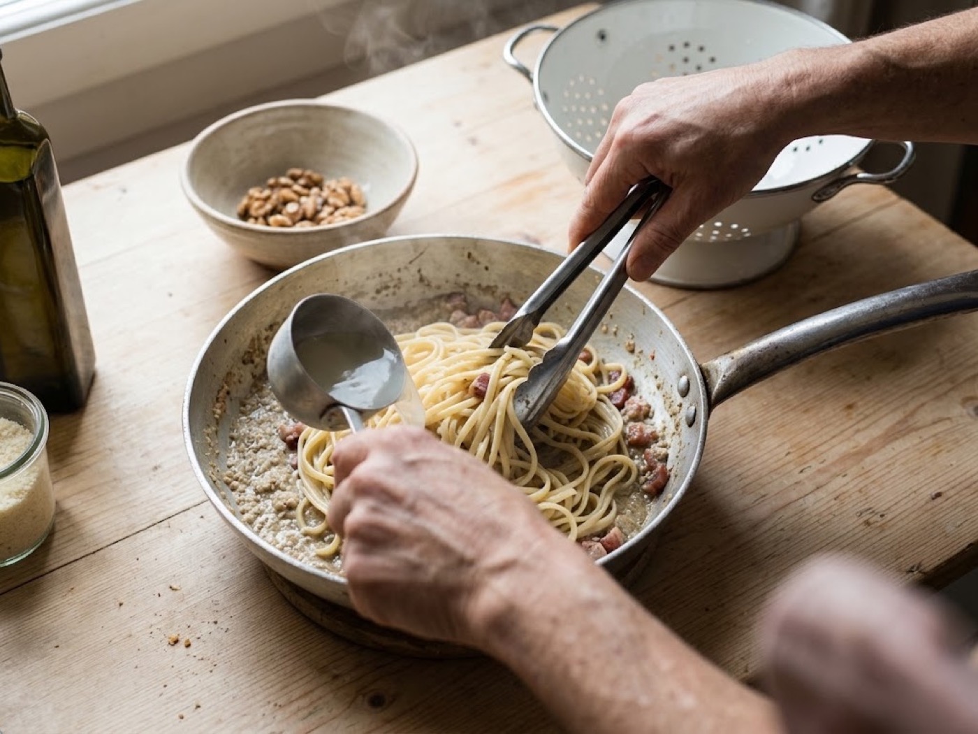 Linguine al pesto di noci, passaggio 5