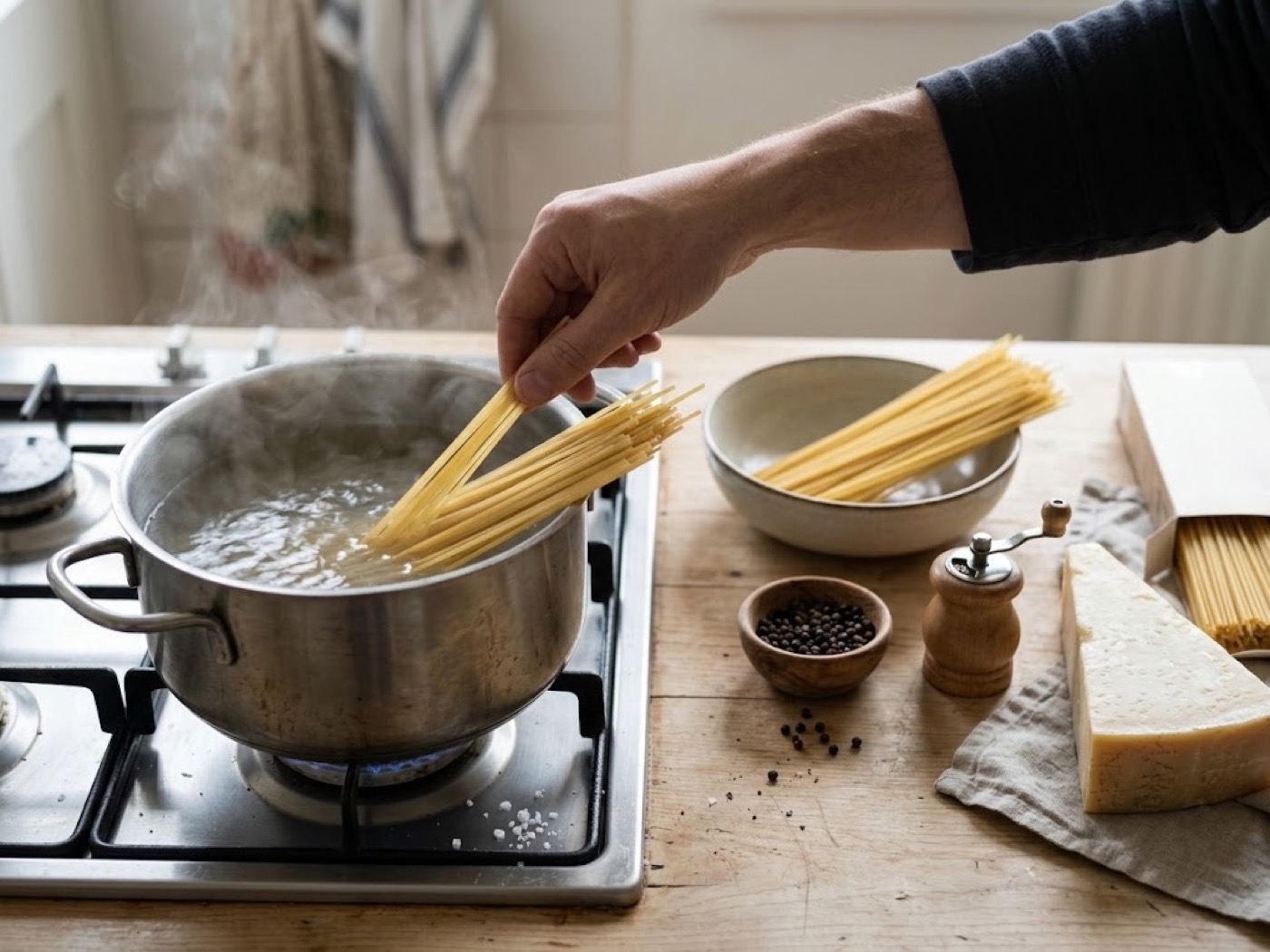 Pasta cacio e pepe, passaggio 1