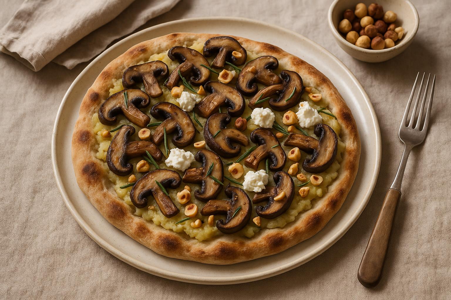 Pinsa con crema di patate e funghi