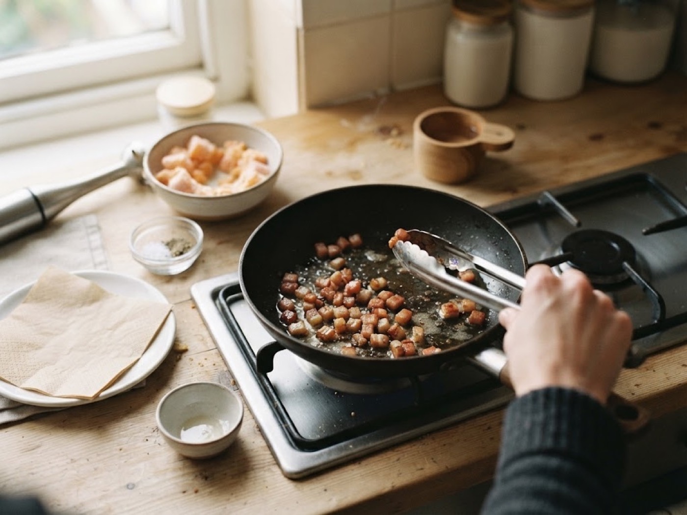 Vellutata di patate e pancetta, passaggio 2