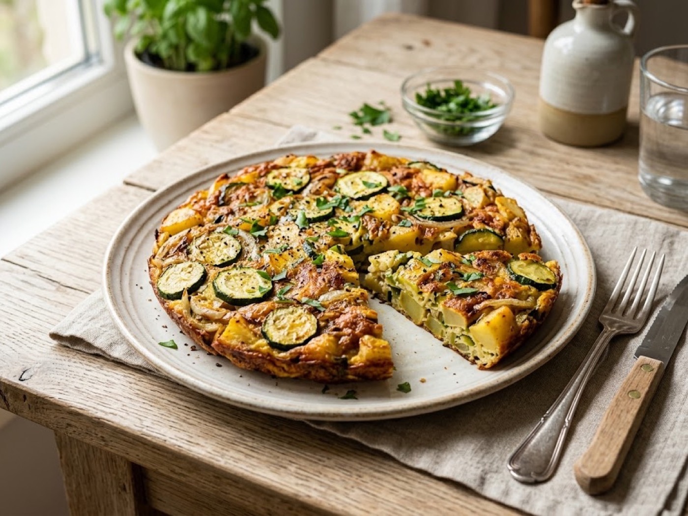 Frittata di zucchine, cipolle e patate