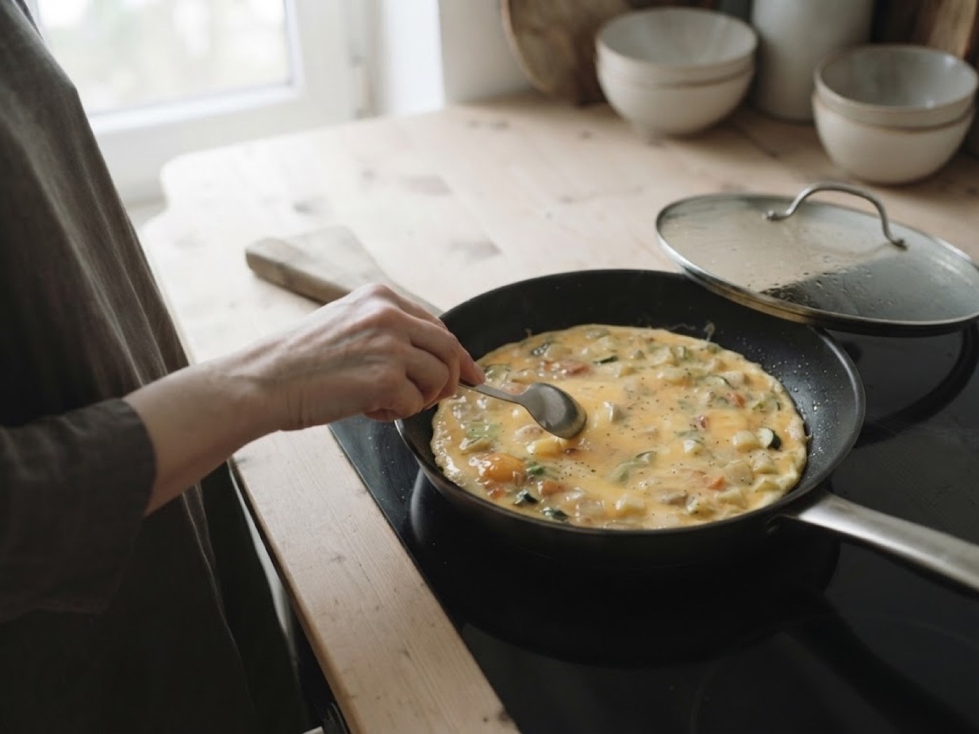 Frittata di zucchine, cipolle e patate, passaggio 6