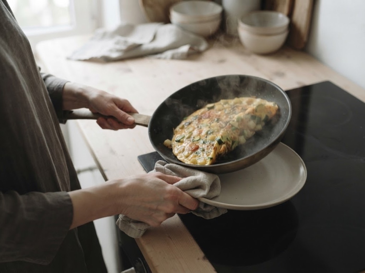Frittata di zucchine, cipolle e patate, passaggio 7