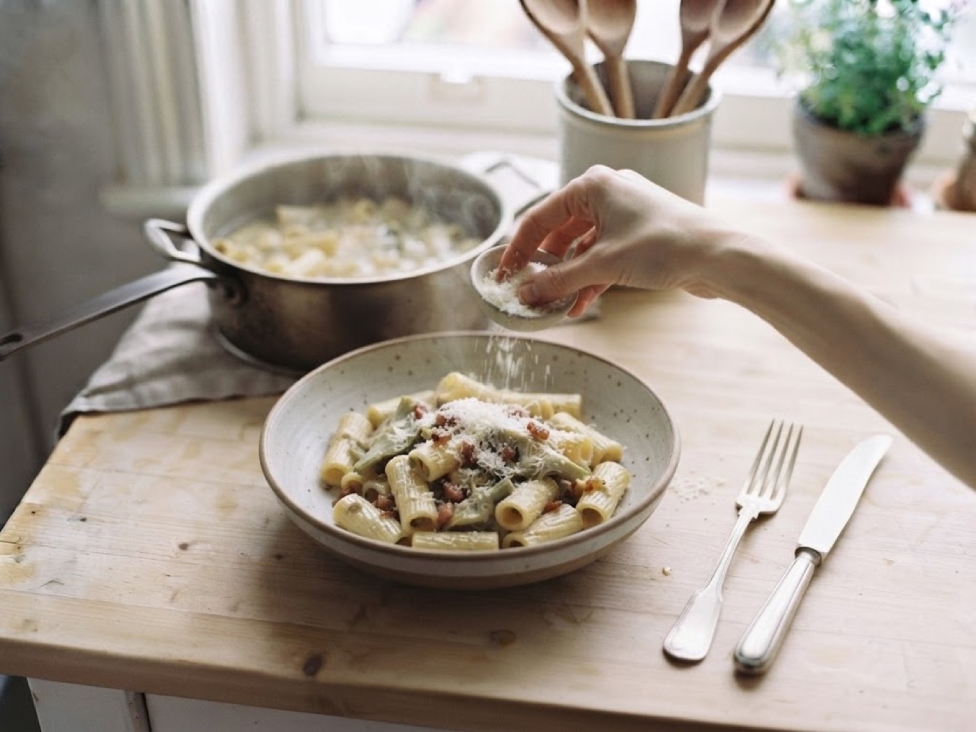 Pasta Carciofi e Guanciale, passaggio 10