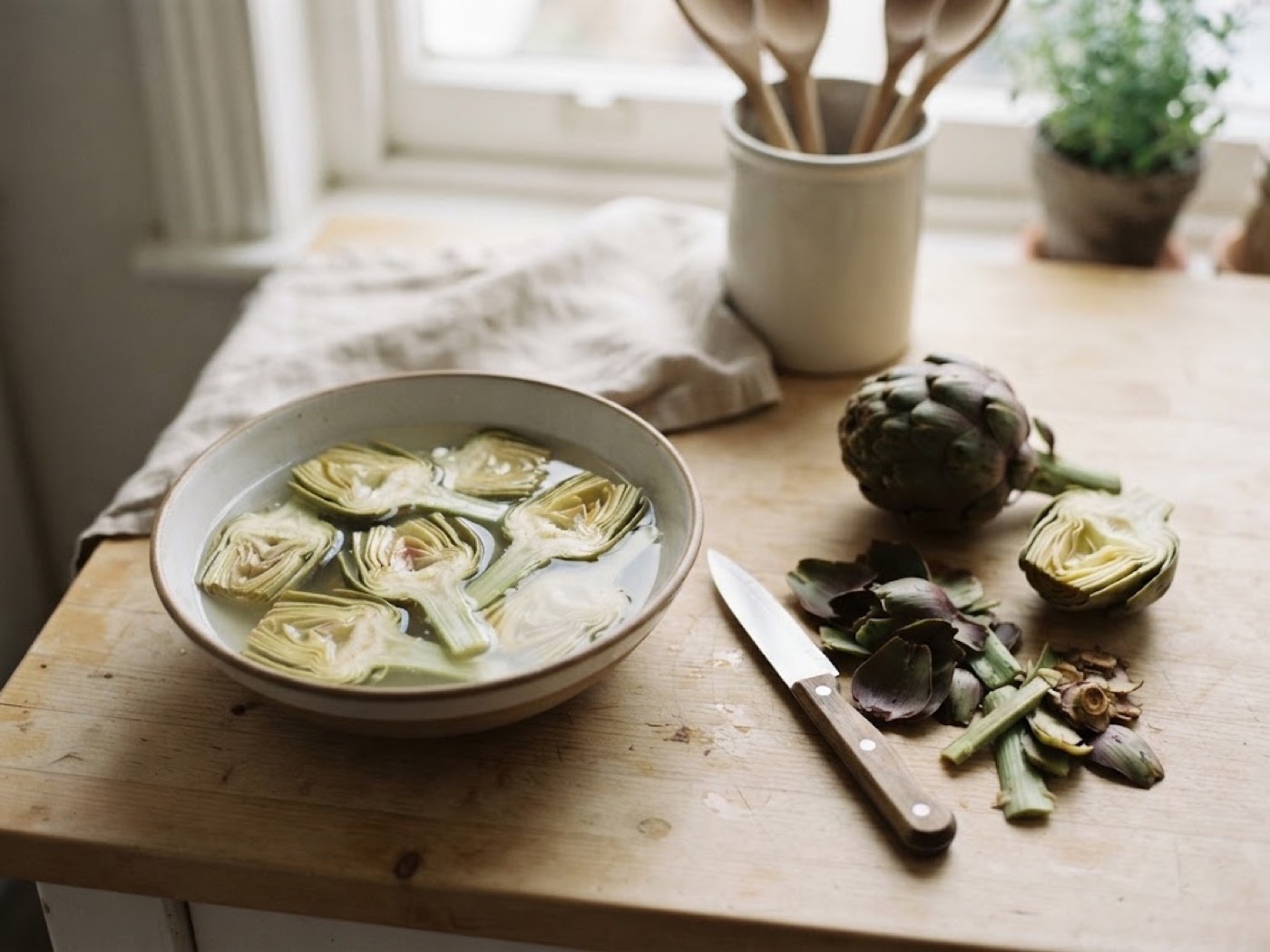 Pasta Carciofi e Guanciale, passaggio 1