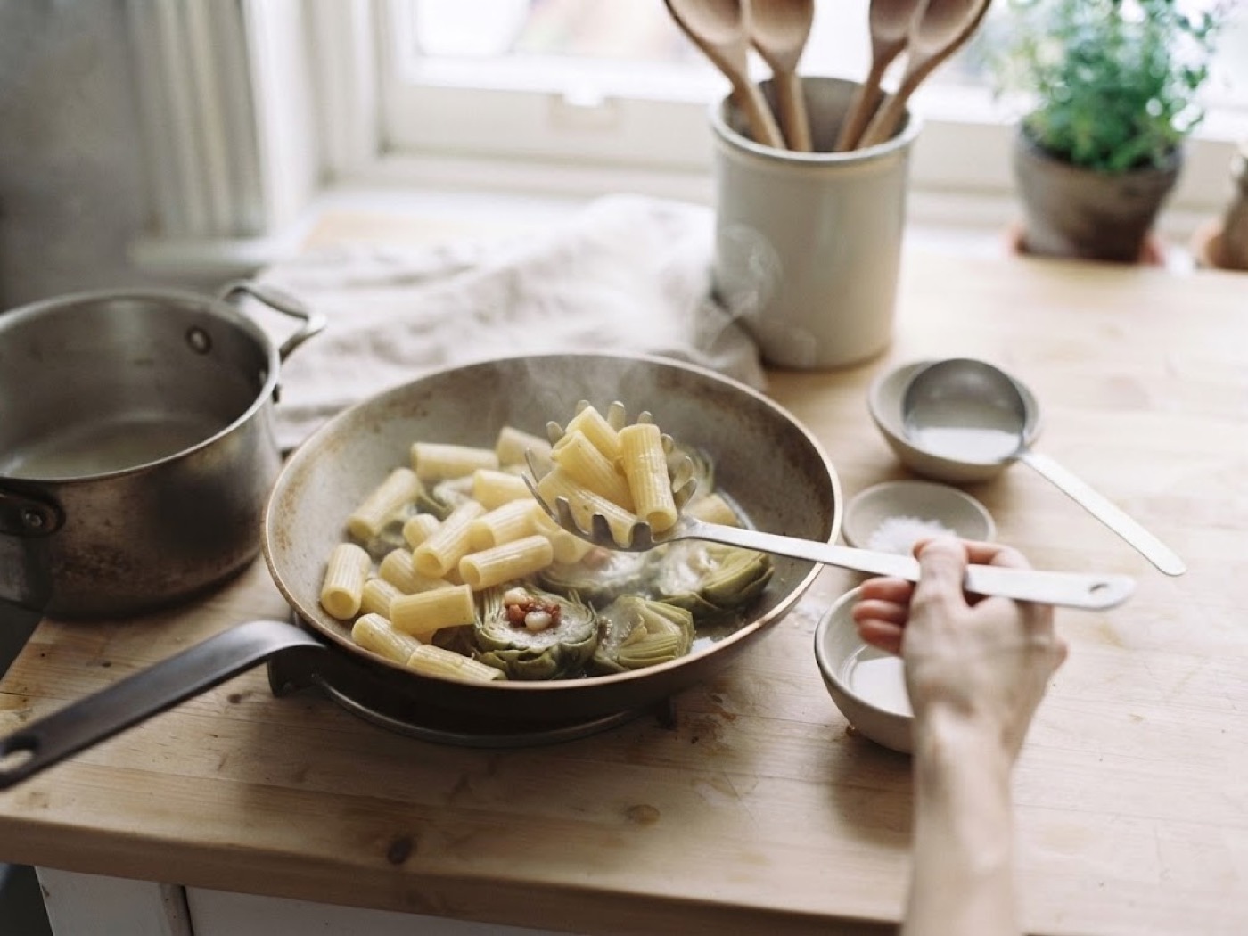 Pasta Carciofi e Guanciale, passaggio 7