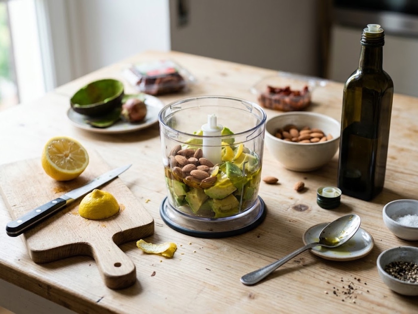 Pasta con avocado e pomodorini secchi, passaggio 2