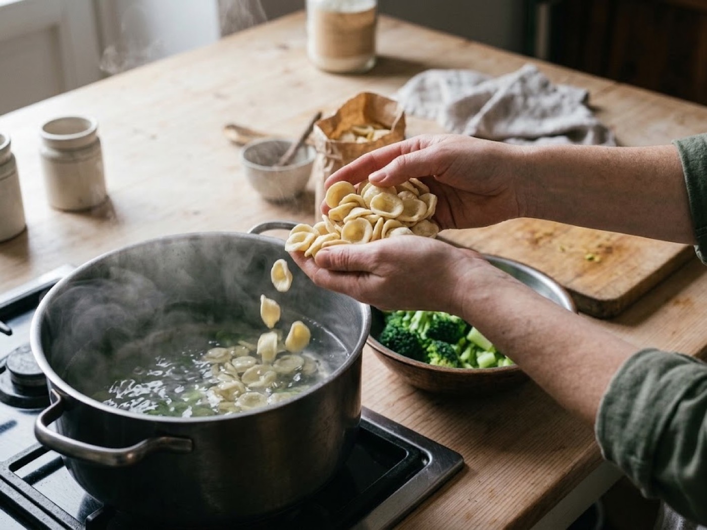 Orecchiette con broccoli, passaggio 3